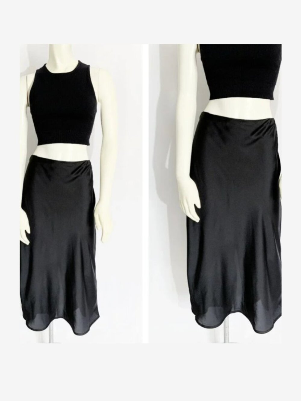 BLACK SATIN SLIP SKIRT by HOLLISTER / size Small